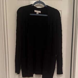 By Design Black Open-Front Cable Knit Women's Sweater Cardigan